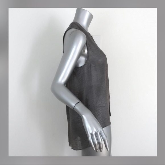 HELMUT Helmut Lang Gray Crinkled Chiffon Sleeveless Sheer Tank Blouse Gray - Picture 4 of 7